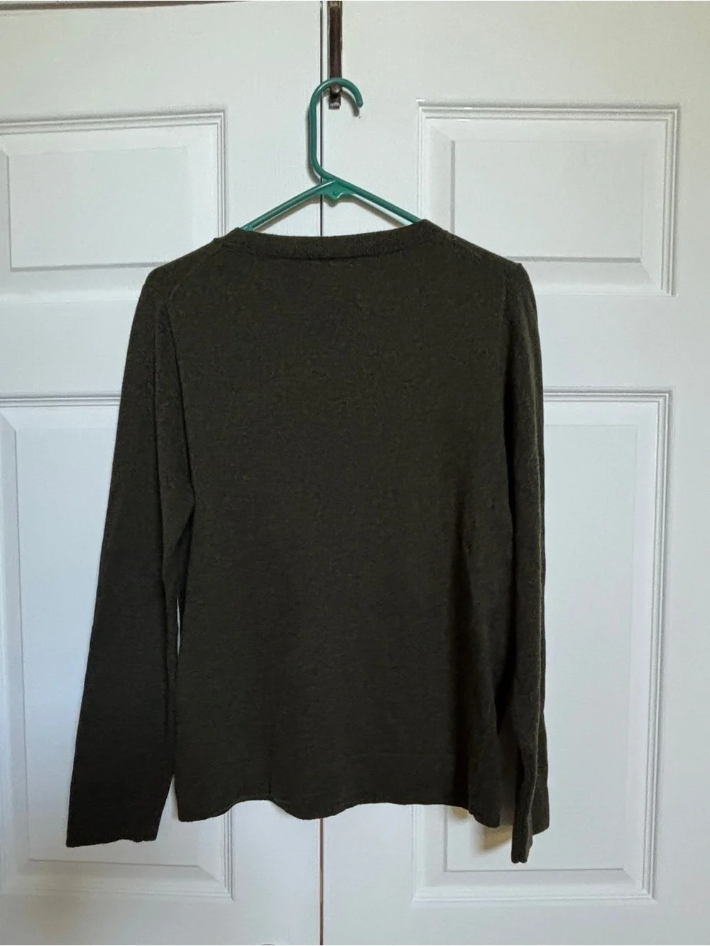 J.Crew Teddie Olive Green Wool Blend Sweater Women M Crew Neck Pullover